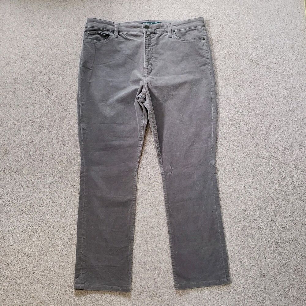 Ralph Lauren Premier Straight Women's Corduroy Pants Tan Size 16 Tailored Waist